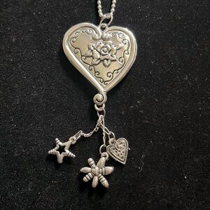 HEART Silver Tone Purse Charm With Metal Dangling   P/A